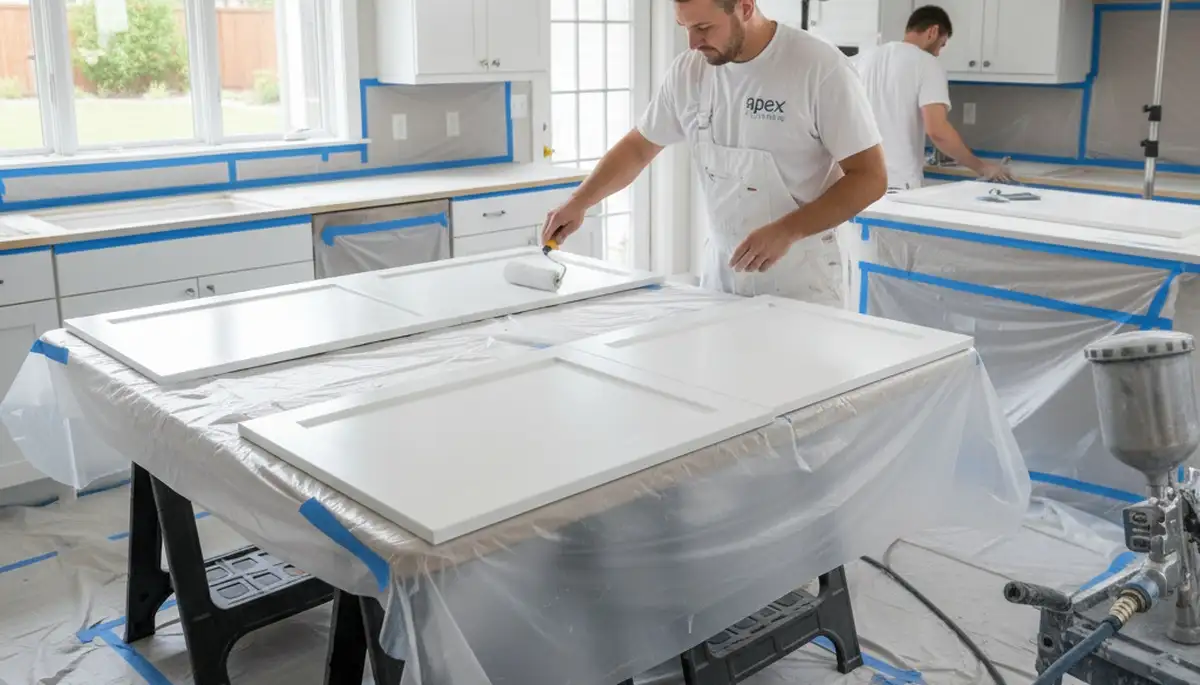 Professional cabinet painting service in Buffalo NY kitchen with smooth, durable finish
