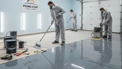 Professional epoxy garage floor coating in Buffalo NY with durable, glossy finish and road salt protection