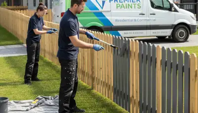 Professional fence painting in Buffalo, NY with weather-resistant coating for snow and moisture protection