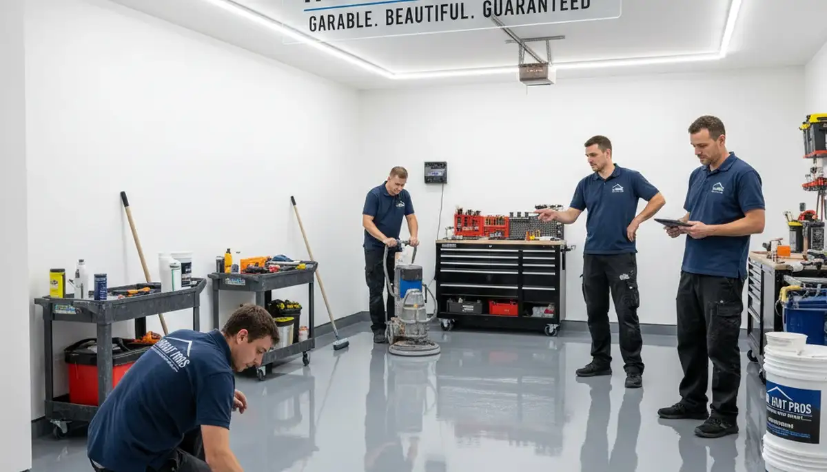 Epoxy garage floor coating in Buffalo NY providing durable, polished concrete protection