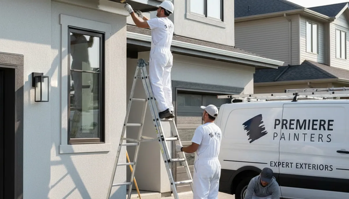 Professional gutter painting on a Buffalo NY home by expert exterior house painters
