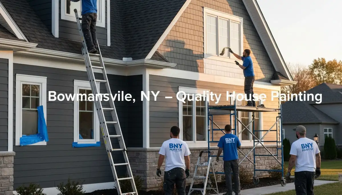 Professional house painters working on exterior home repaint in Buffalo, NY