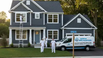 Buffalo, NY house painting team preparing a home exterior for professional painting service