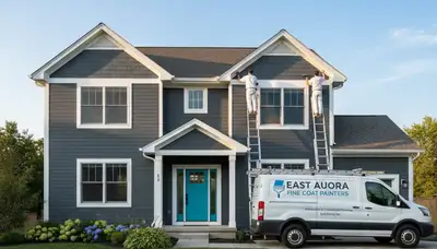 Buffalo, NY house painting crew painting a home exterior for professional residential painting services