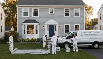 Professional house painters working on home exterior in Buffalo, NY