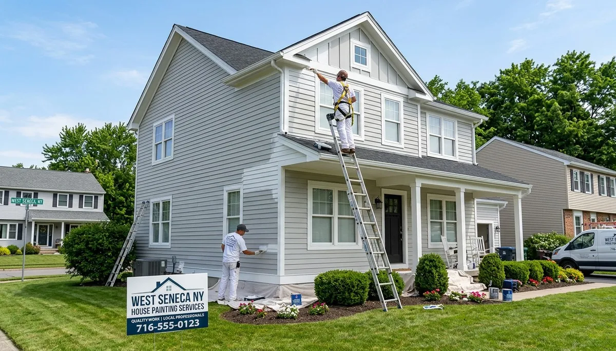 Professional house painters working on home exterior in Buffalo NY