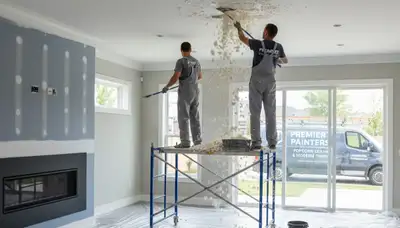 Professional popcorn ceiling removal and smooth ceiling refinishing in Buffalo, NY home