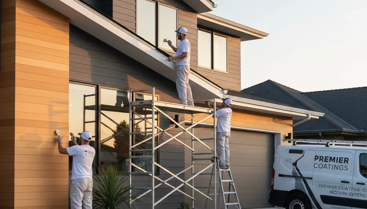 Professional trim and fascia painting on a Buffalo NY home by local exterior painters