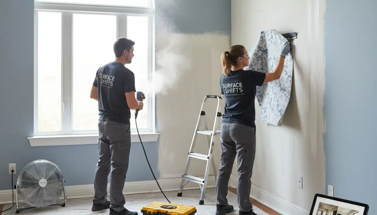 Professional wallpaper removal service in Buffalo NY restoring walls before interior painting