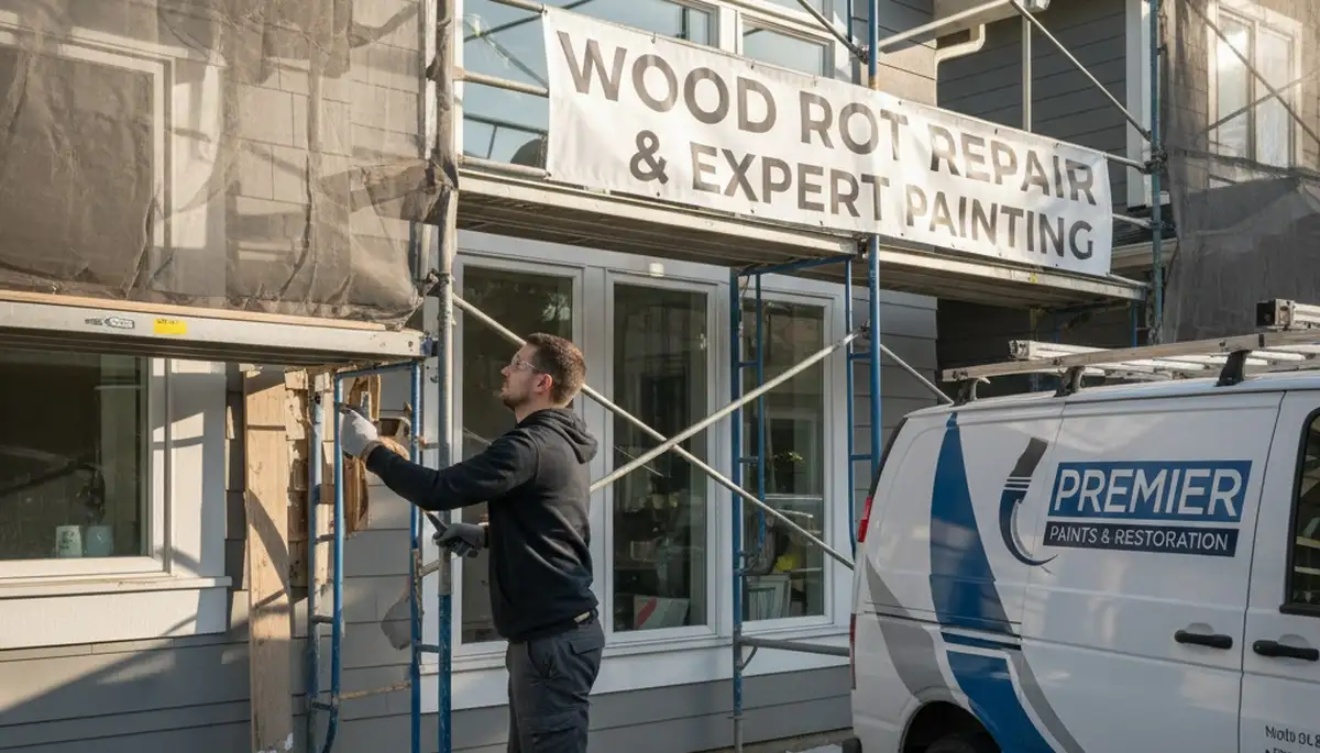 Professional wood rot repair on home exterior by expert painters in Buffalo, NY